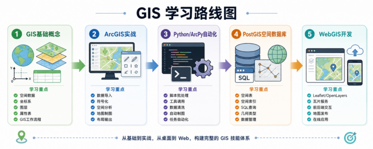 新手GIS开发怎么学 GIS教程书单与ArcGIS实战路线图