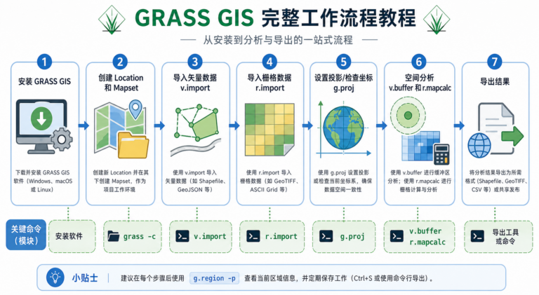 GRASS GIS教程自学流程与GRASS GIS空间分析步骤