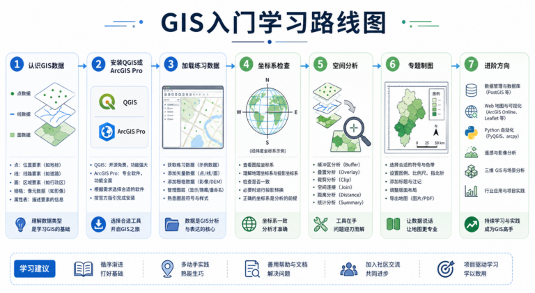 零基础小白如何学GIS GIS教程入门学习路线与软件安装练习数据