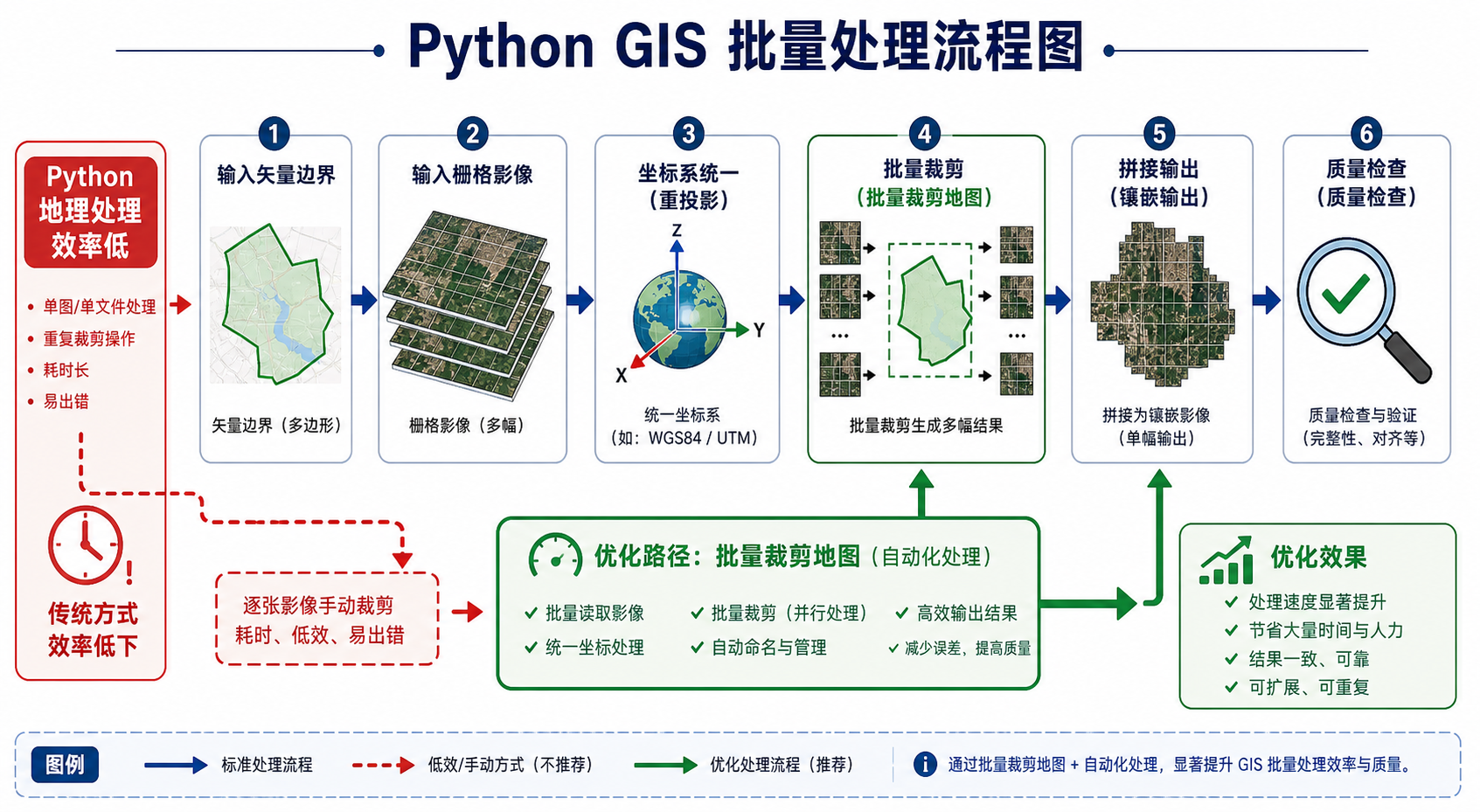 Python地理处理效率低 批量裁剪地图工作流