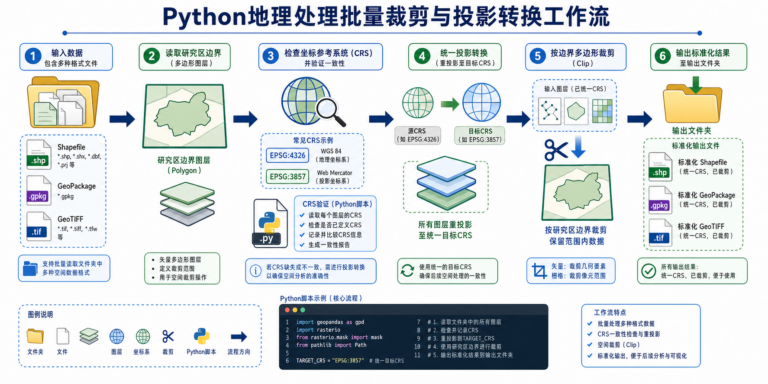 Python地理处理效率低 批量裁剪与投影转换工作流
