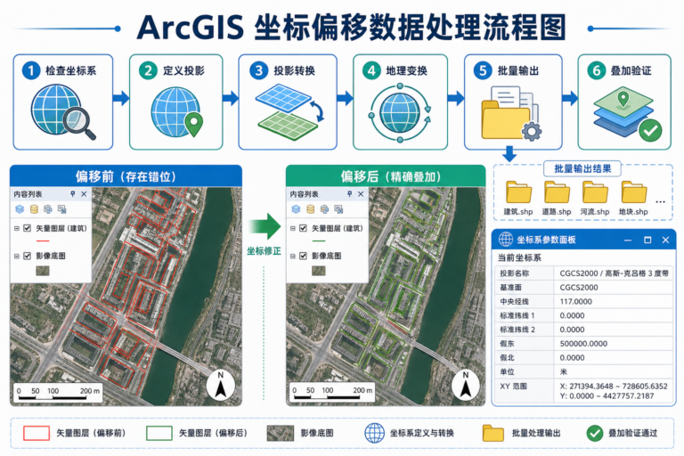 ArcGIS教程 数据坐标偏移批量校正参数对照表