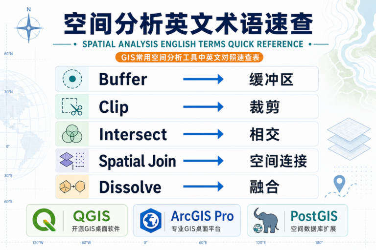 空间分析英文术语看不懂怎么办 GIS核心技能速查对照表