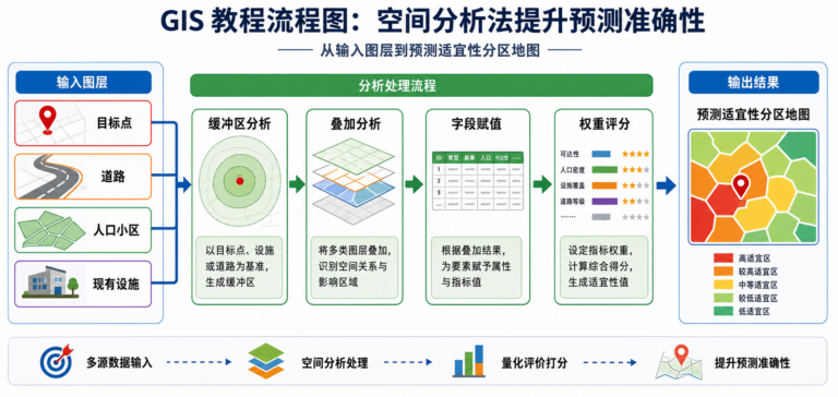 空间分析法提升预测准确性 缓冲区与叠加分析流程图