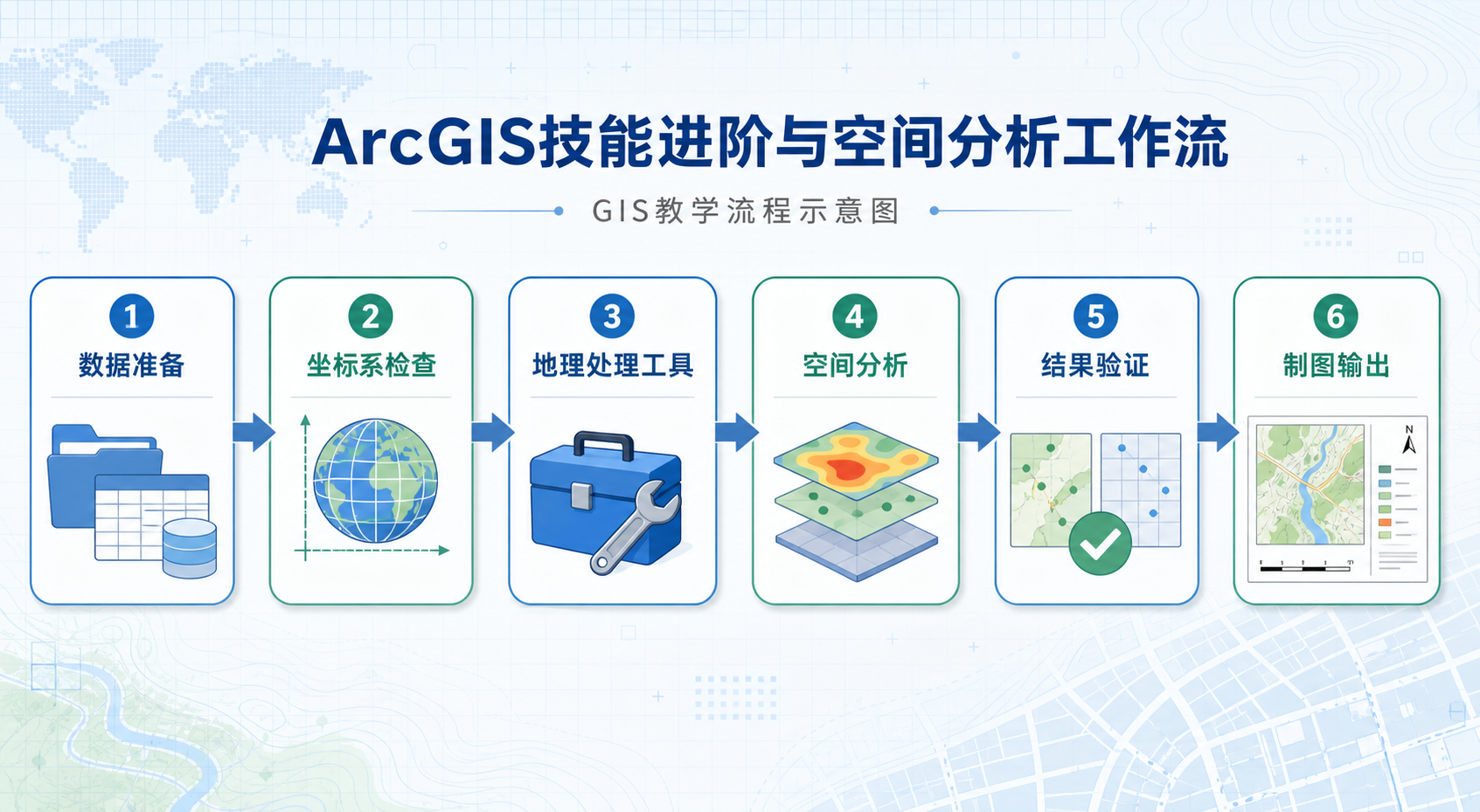 ArcGIS技能进阶与ArcGIS空间分析工作流示意图