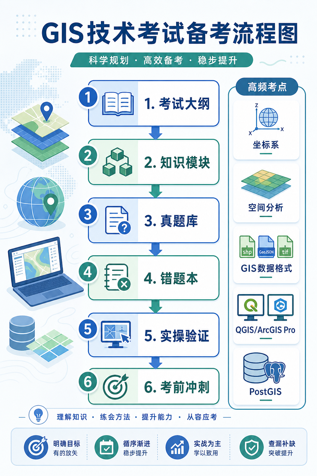 GIS技术考试备考真题库与复习重点流程图