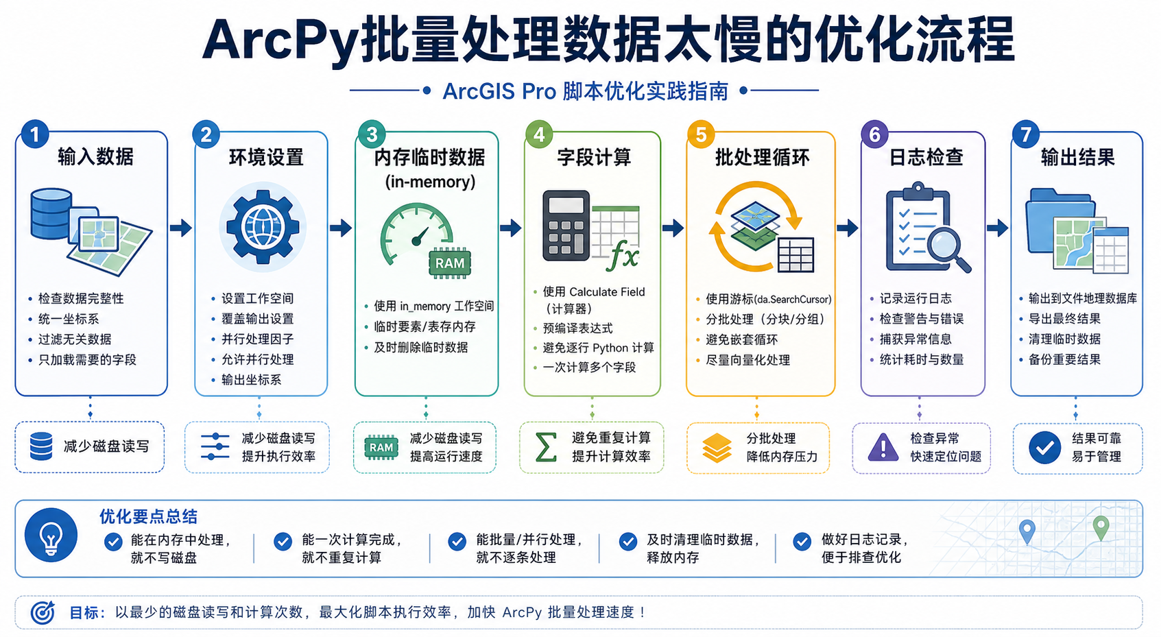 ArcPy批量处理数据太慢 arcpython自动化脚本优化流程图