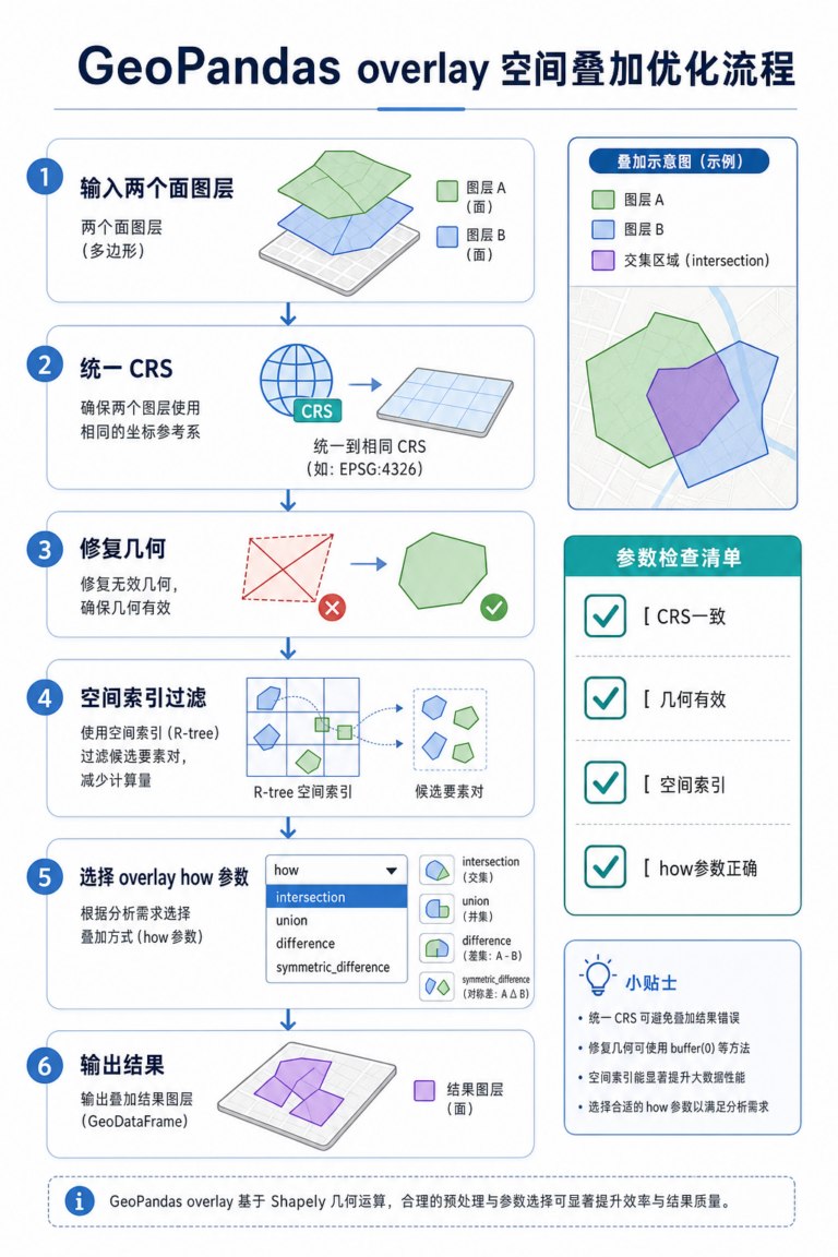 GeoPandas空间叠加分析 geopandas overlay参数优化流程图