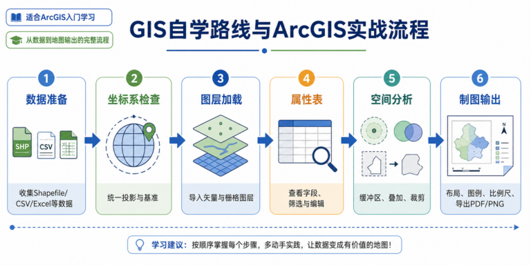 零基础怎么自学GIS ArcGIS实战教程练习数据流程图