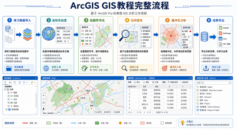 ArcGIS是做什么的 ArcGIS核心技能练习流程图