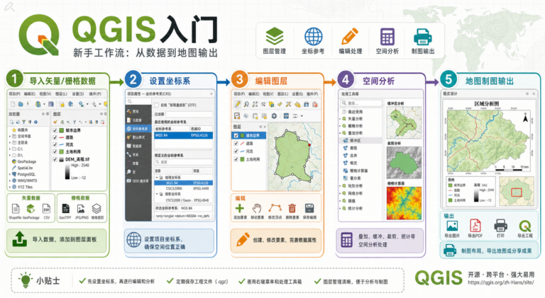 QGIS到底是做什么的 QGIS新手入门工作流示意图