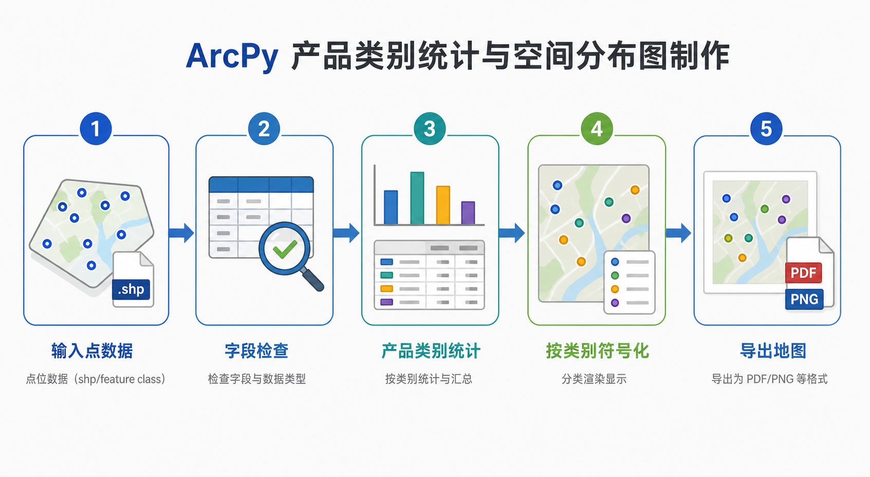 ArcPy分析安然产品有哪些与空间分布图制作流程示意图
