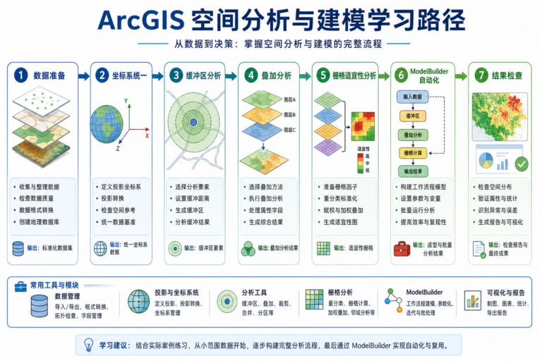 GIS空间分析与建模怎么学 ArcGIS空间分析实战流程图