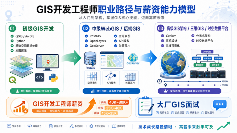 GIS开发工程师薪资与大厂GIS面试能力路径图
