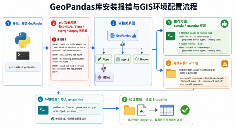 GeoPandas库安装报错与GIS环境配置离线包安装流程