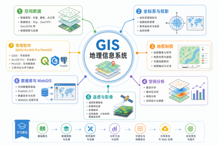 地理信息系统的英文缩写 GIS 入门学习图谱