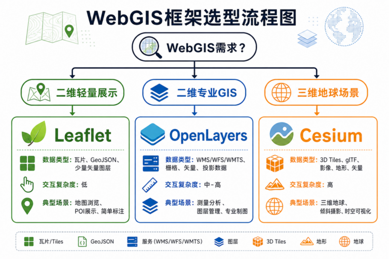 WebGIS开发框架选择 OpenLayers Leaflet Cesium怎么选