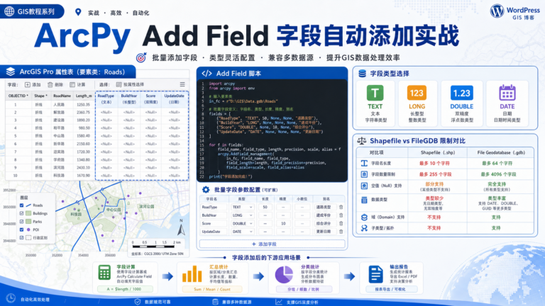 ArcPy Add Field 字段自动添加与属性表设计示意图