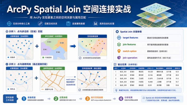 ArcPy Spatial Join 空间连接与arcpy spatial join参数流程示意图