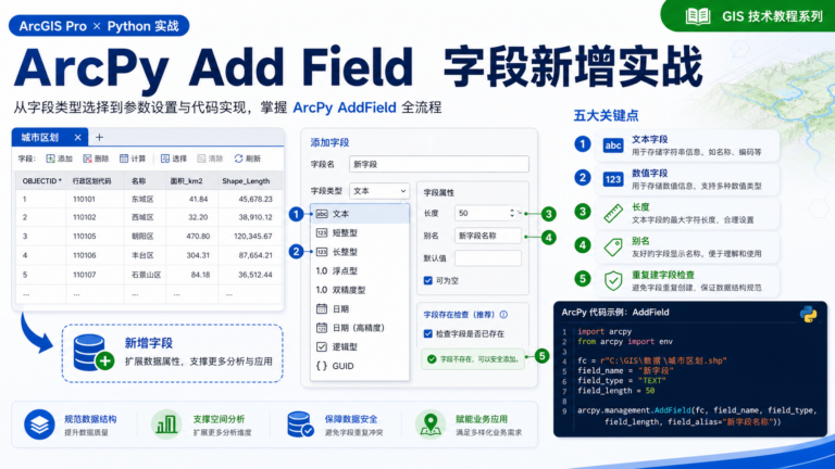 ArcPy Add Field 字段新增与arcpy add field实操流程示意图