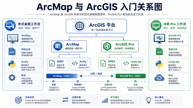 ArcMap和ArcGIS区别与ArcMap入门认知关系示意图