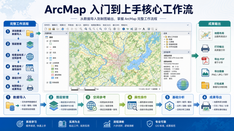 ArcMap教程入门到精通与ArcMap核心工作流示意图