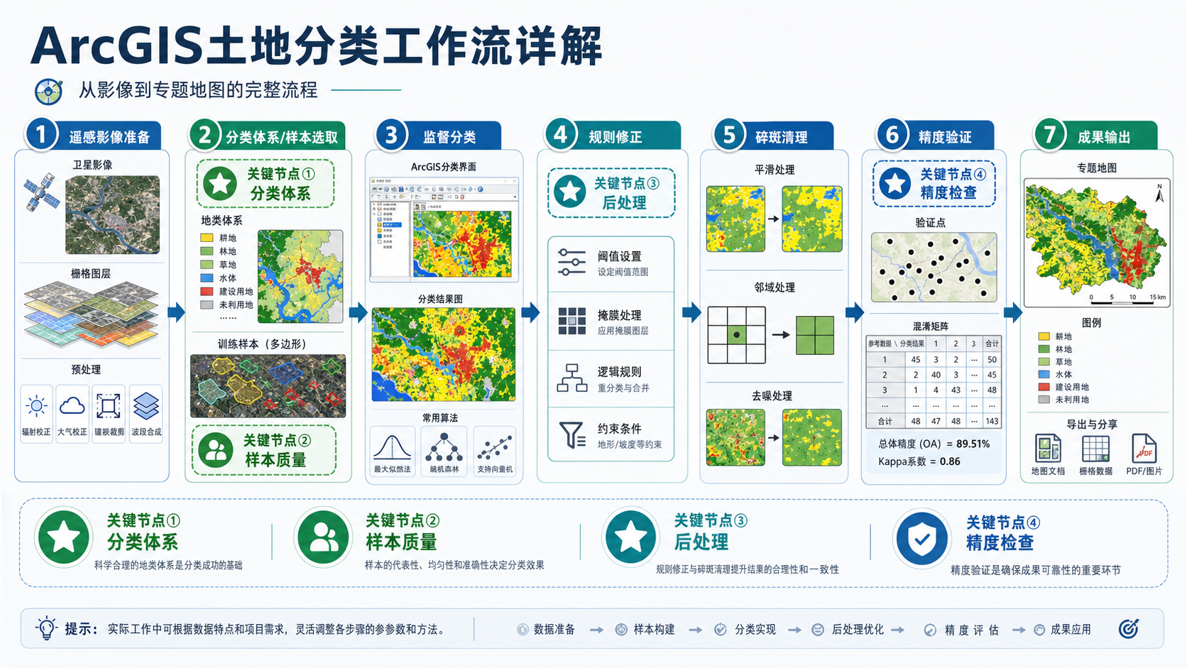 ArcGIS土地分类流程与ArcGIS土地分类方法示意图