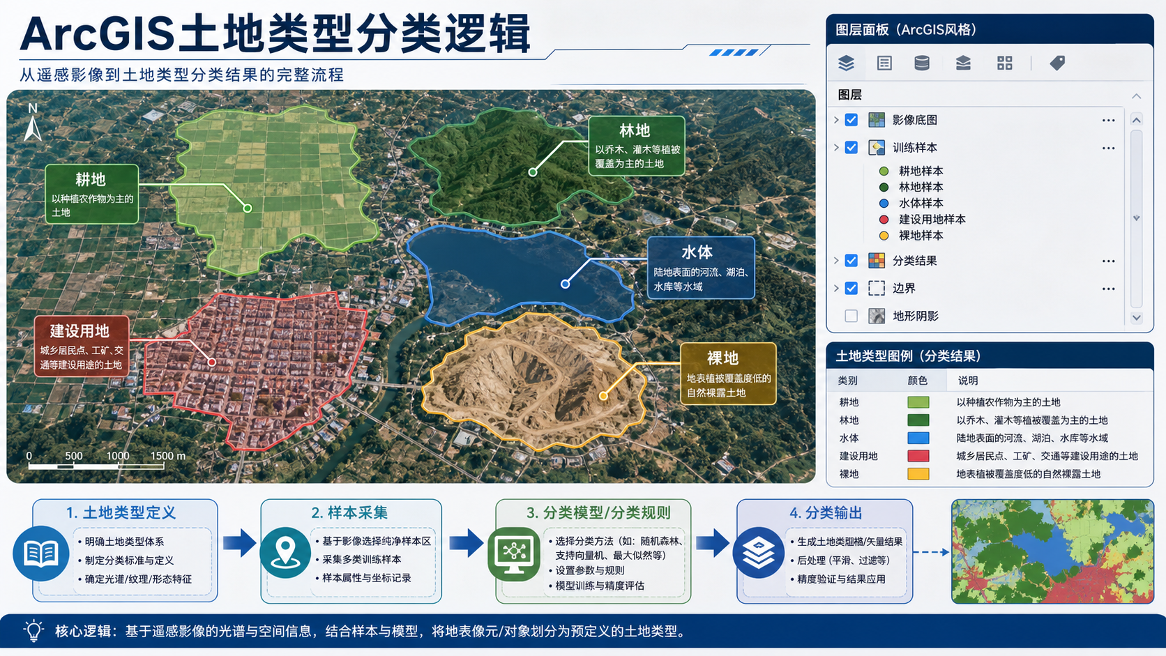 ArcGIS土地分类与土地类型详细解析示意图