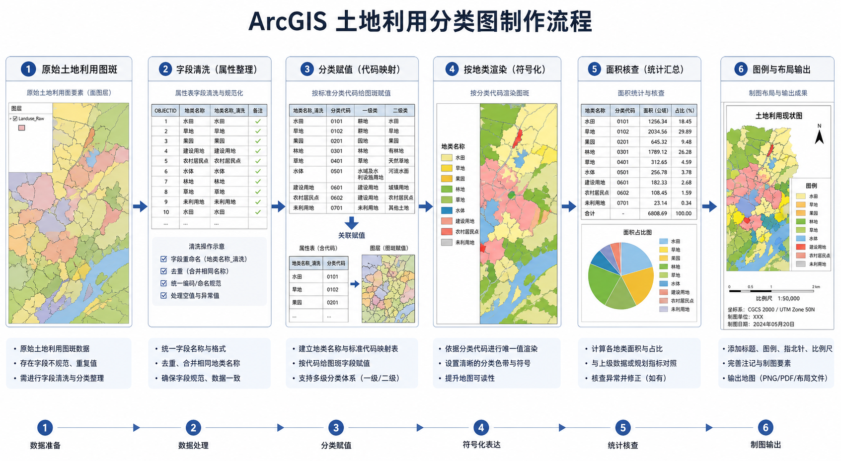 ArcGIS 土地利用分类图制作与 arcgis如何做土地利用分类图 流程图