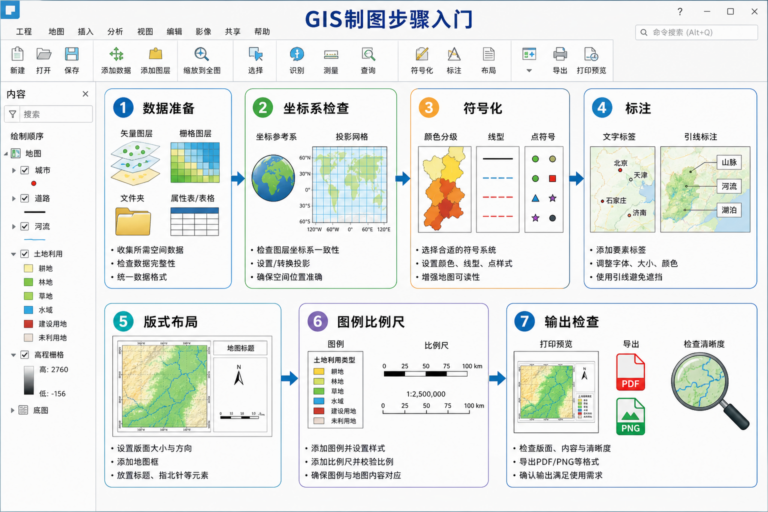 GIS 制图步骤与 gis制图教程入门流程图