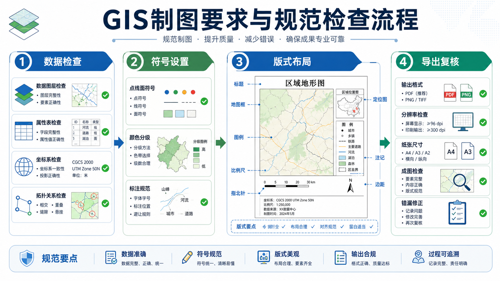 GIS制图要求及规范要求解析流程示意图