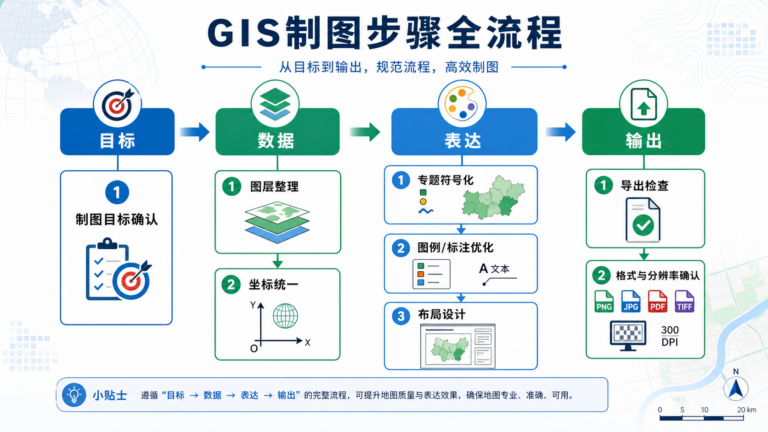 GIS教程详解与GIS制图步骤全流程示意图