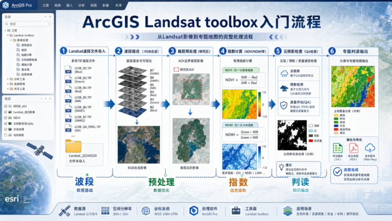 ArcGIS Landsat toolbox解析与GIS Landsat入门流程示意图