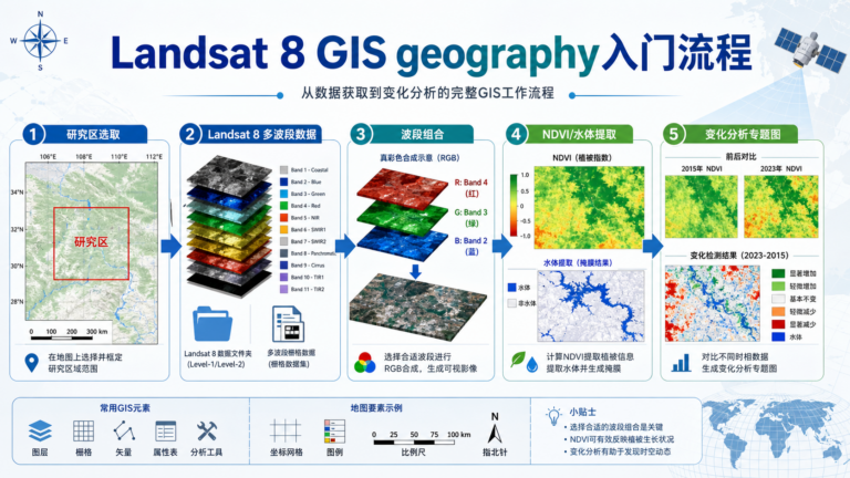 Landsat 8在GIS与地理分析中的入门应用示意图