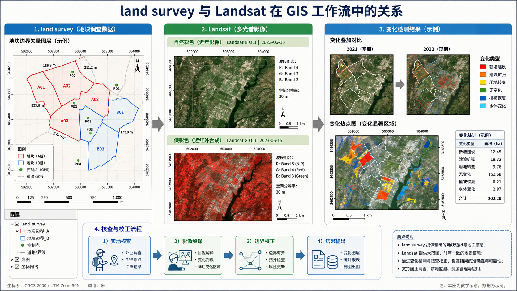 gis Landsat入门指南与gis land survey关系示意图