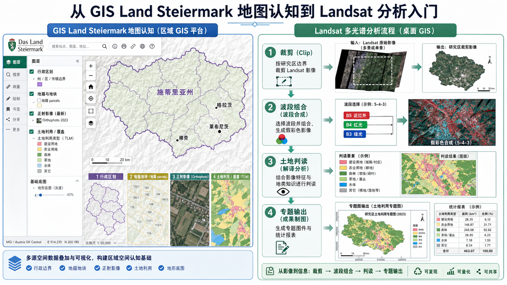gis Landsat入门指南与gis land steiermark 数据解析流程示意图