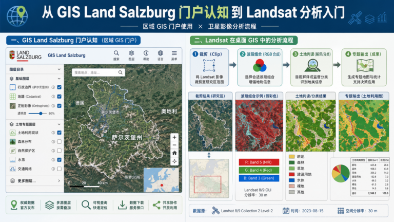 gis Landsat入门指南与gis land salzburg图层解析流程示意图