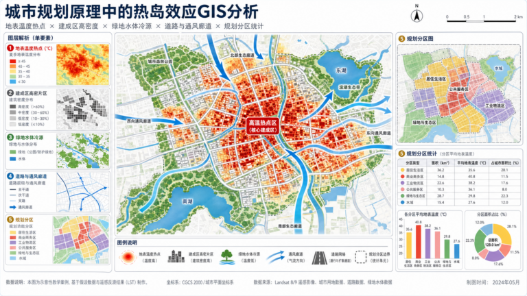 gis 城市热岛效应入门指南与城市规划原理热岛效应分析流程示意图