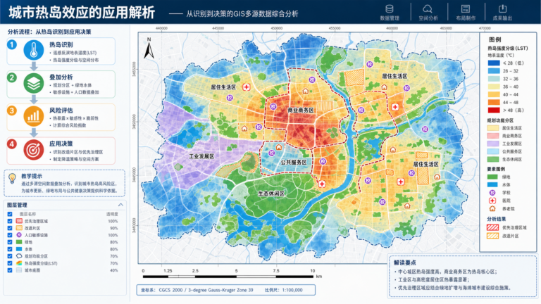gis 城市热岛效应入门指南与城市热岛效应的应用解析流程示意图