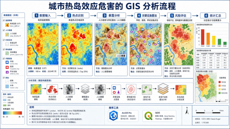 城市热岛效应危害解析与gis城市热岛效应入门指南流程示意图