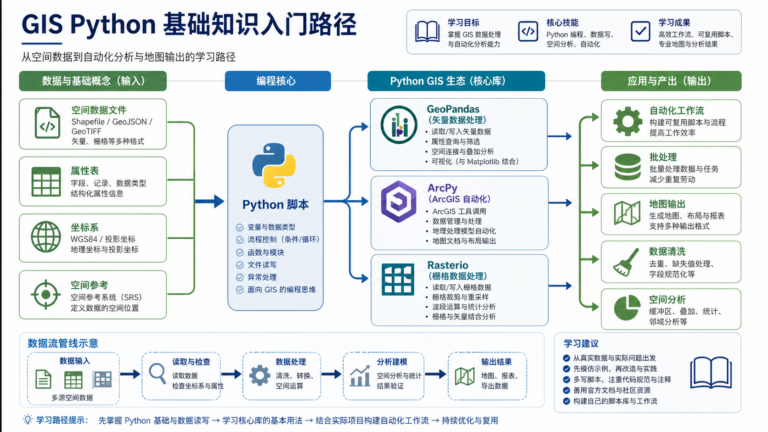 gis Python入门指南与gis python基础知识学习路径示意图